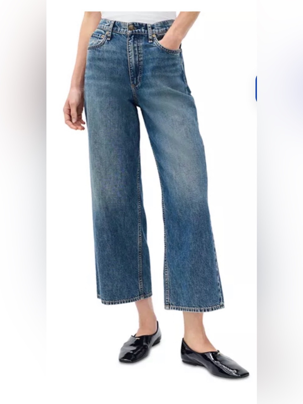 Rag & Bone Andi Classic High-Rise Wide Leg Jeans - Blue